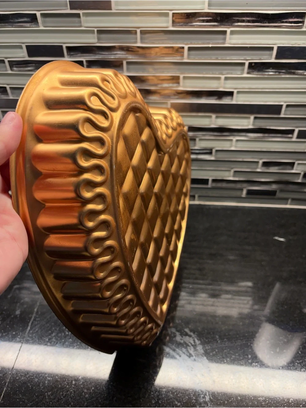 Vintage Quilted Heart Copper Mold